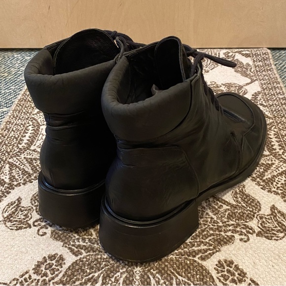 Vintage Arnold Churgin Handmade in Italy Black Leather Lace-up Boots Size 39 8 - Picture 4 of 10